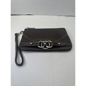 Wilson's Leather‎ Purse ~ Wristlet ~ Wallet Brown Silver Tone Metal